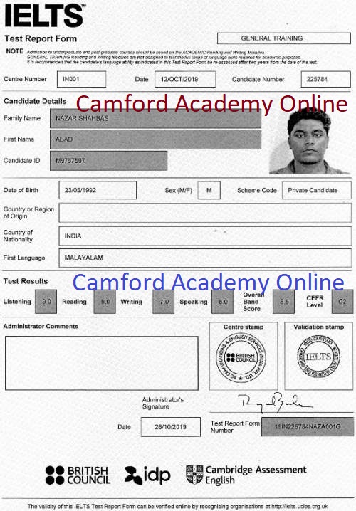IELTS Coaching in Kerala -  Abad scores 8 in his IELTS Academic module. Camford IELTS India.